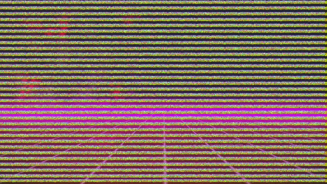 Animazione di interferenza glitch su linee al neon su sfondo nero