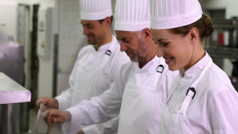 chef tossing stir fry smiling at camera