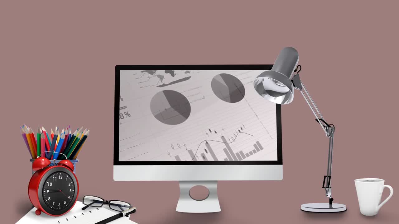 animación del procesamiento de datos en la oficina
