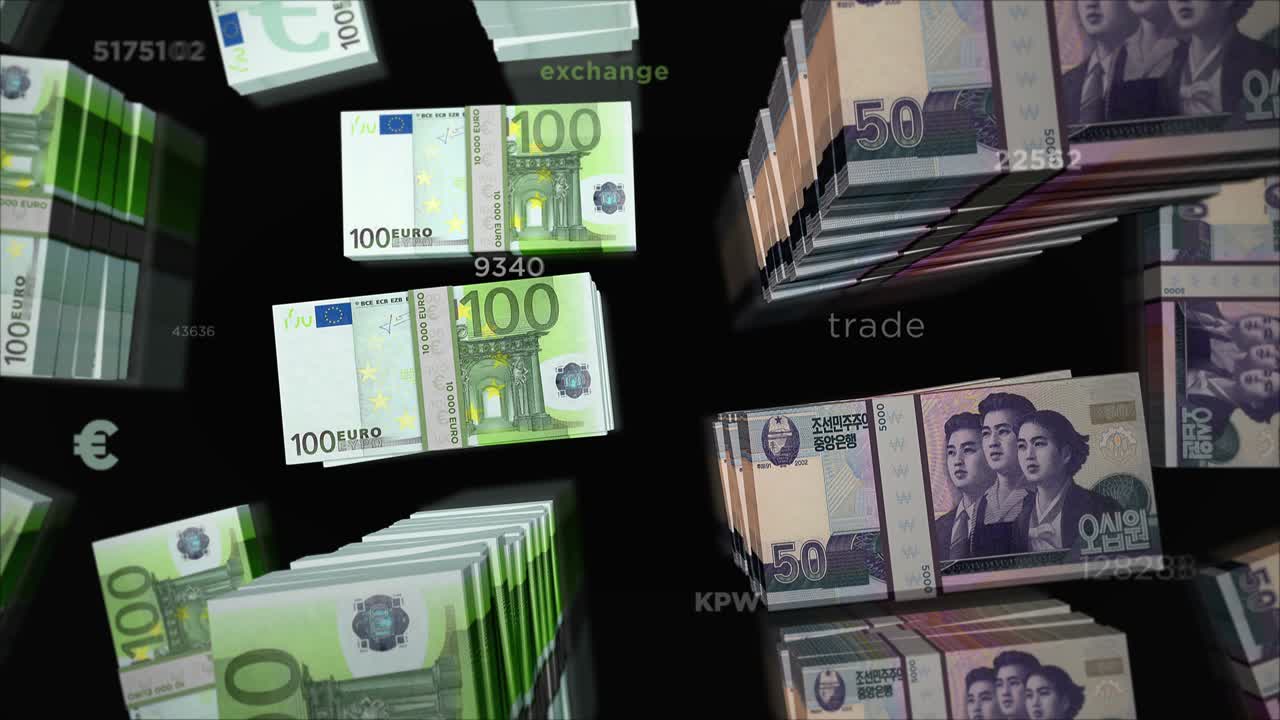 유로와 북한은 돈 교환 루프 애니메이션을 얻었습니다.