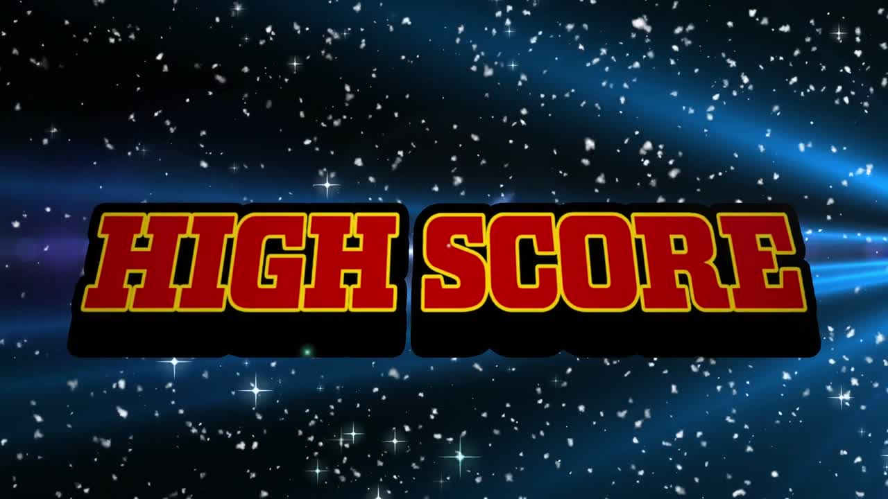 검은색 배경의 모양과 반점 위에 높은 점수 텍스트의 애니메이션