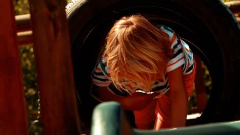 schoolboy playing in school playground