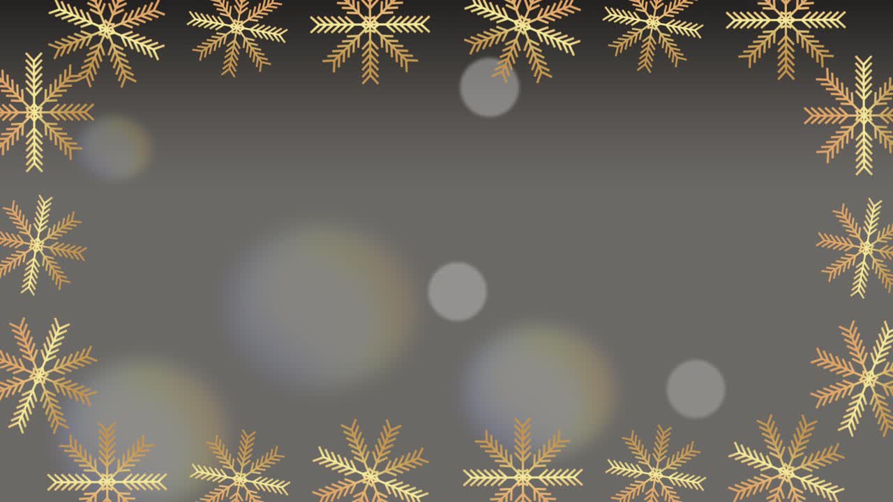 feliz navidad, cuadro de copos de nieve dorados.