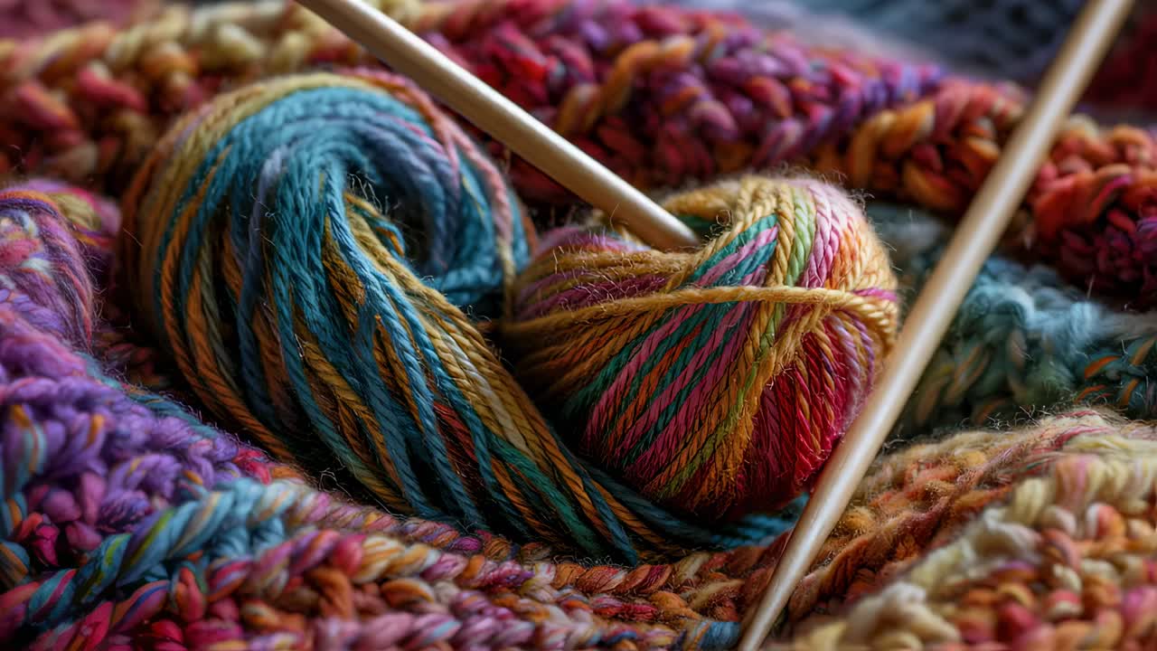 Colorful Knitting Yarn and Needles