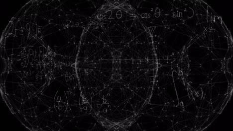 animación de ecuaciones matemáticas sobre el globo sobre fondo negro