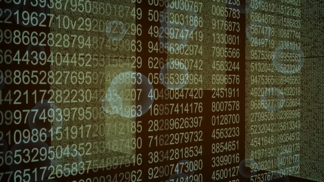 números binarios y animación de procesamiento de datos en fondo abstracto