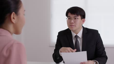 asian job interview or headhunter hr recruitment or angel investor.