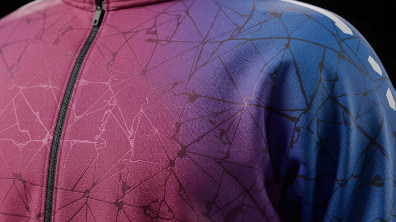 Vibrant Dual-Tone Performance Fabric with Intricate Pattern Showcasing Dynamic Color Transition and Modern Athletic Wear Design