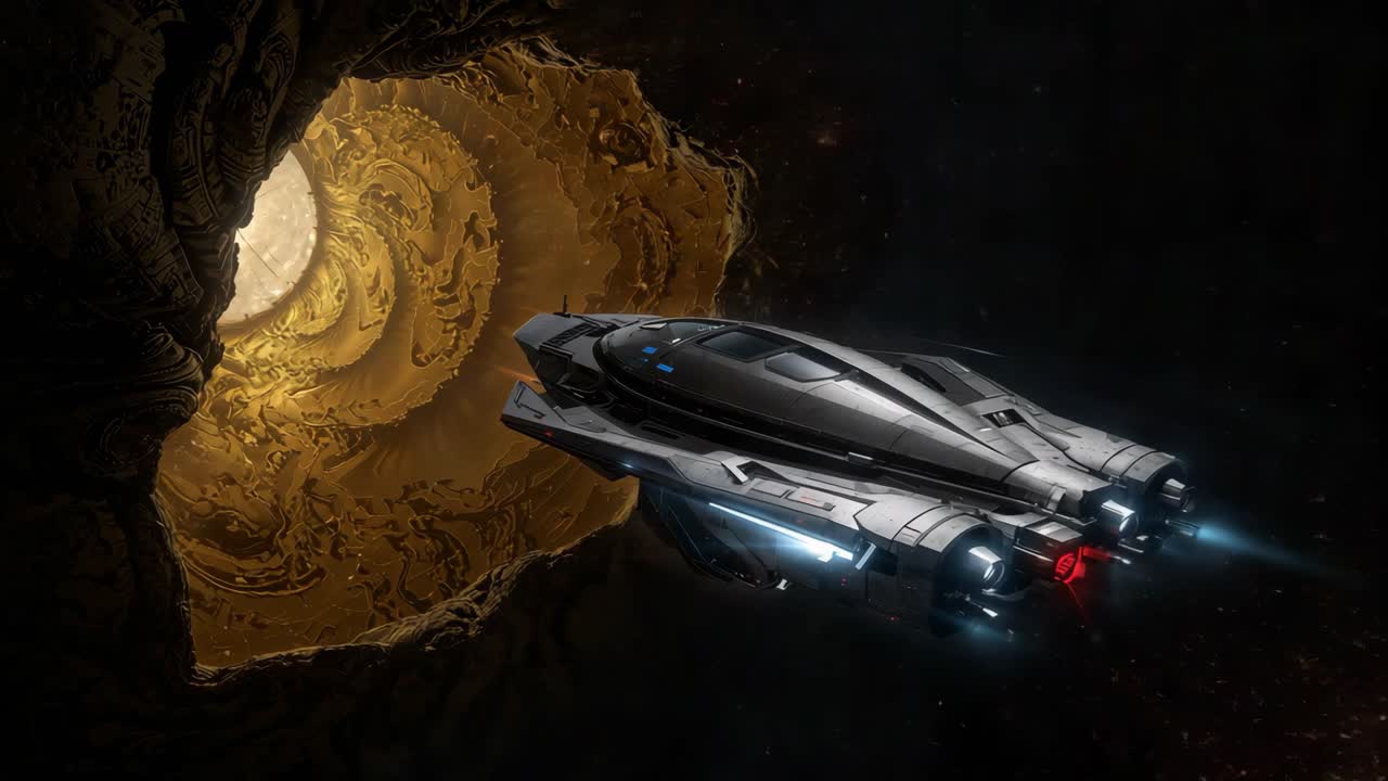 Spaceship entering a wormhole