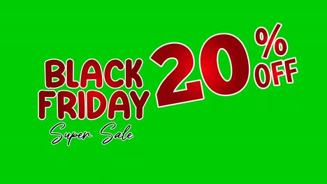 Black-Friday-20-Prozent-Rabatt,-Begrenztes-Angebot,-Jetzt-Einkaufen,-Text-Cartoon-Animation,-Bewegungsgrafiken-Auf-Grünem-Bildschirm-Für-Rabatt,-Shop,-Geschäftskonzept-Videoelemente