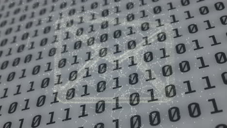 animation of email over binary code on grey background