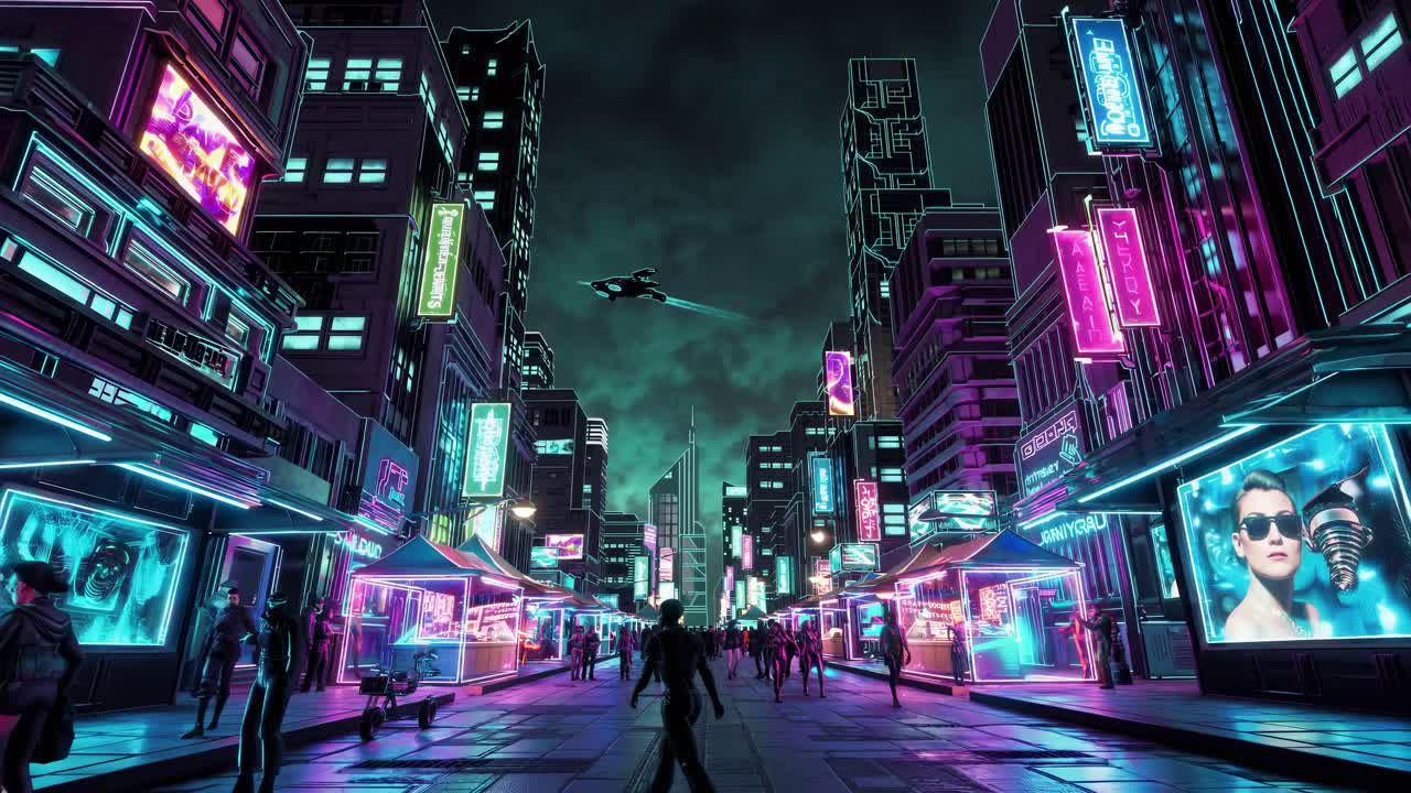 Neon Cyberpunk City at Night