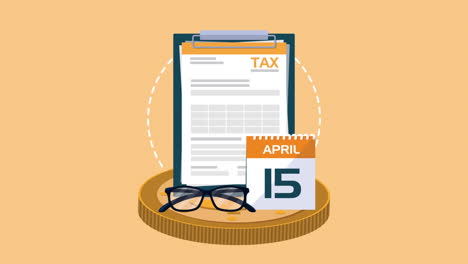 tax day animation with documents in clickboard