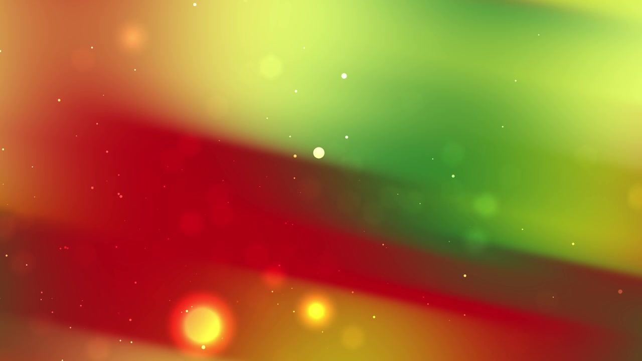 Sfondo astratto vivace con sfumatura rossa, verde e gialla e luci bokeh