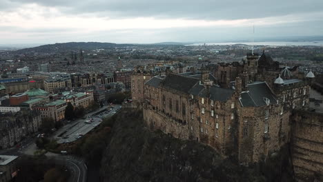 incredible drone shot of edinburgh castle from the south side