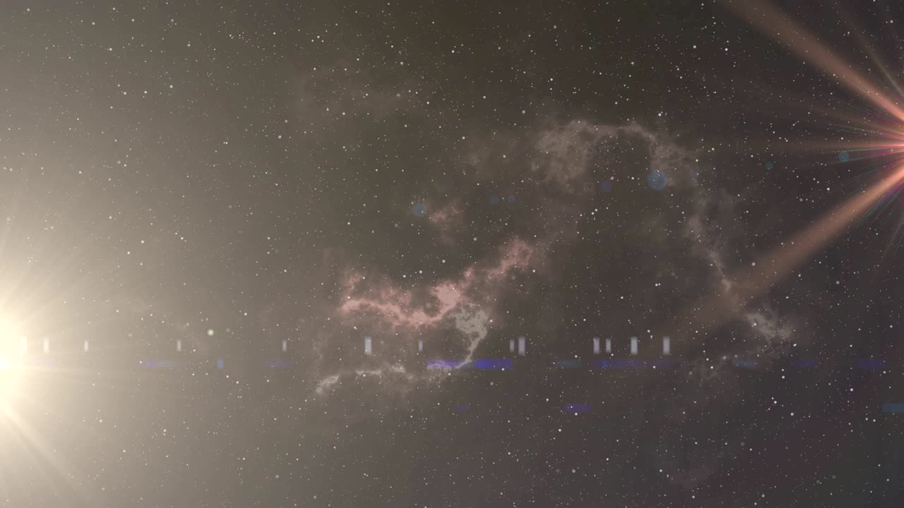 밤하늘에 빛나는  ⁇ 색과  ⁇ 은색 반점이