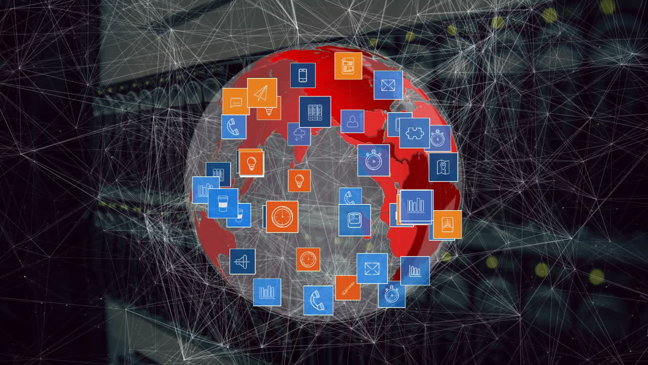 iconos de globos y aplicaciones digitales