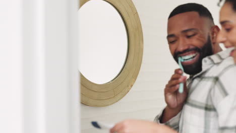 happy couple, woman and man with pregnancy test