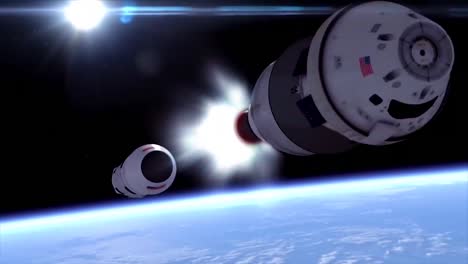 un hermoso cohete simulado viaja a través de la atmósfera superior de la tierra