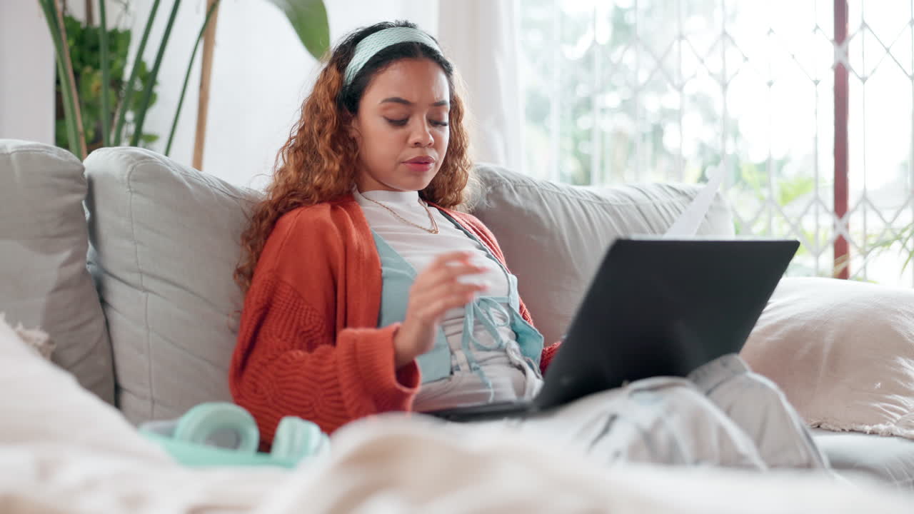Woman working from home on laptop