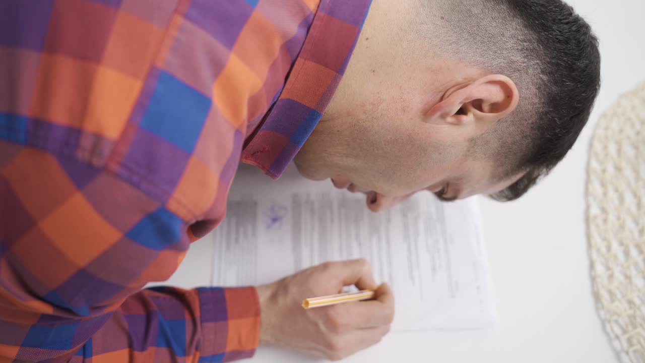 Myopic man who can't see far but can see very close. Examines and signs the paperwork.