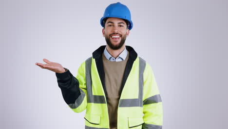 Cara,-Construcción-Y-Hombre-En-Publicidad-De-Estudio