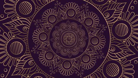 gold and dark purple mandala ornament background looping smoothly, arabic islamic style for any purpose