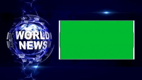 world news text animation and earth, rendering background, with green screen, loop