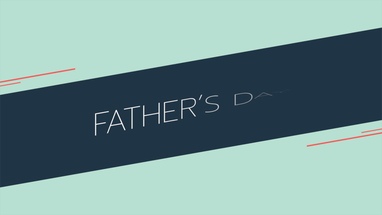 Animation text Fathers day on green fashion and minimalism background with geometric line