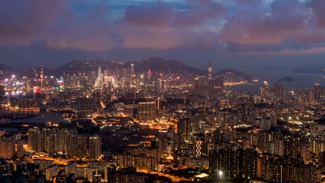 4k time-lapse: amanecer sobre el puerto de victoria en el pico de victoria, hong kong