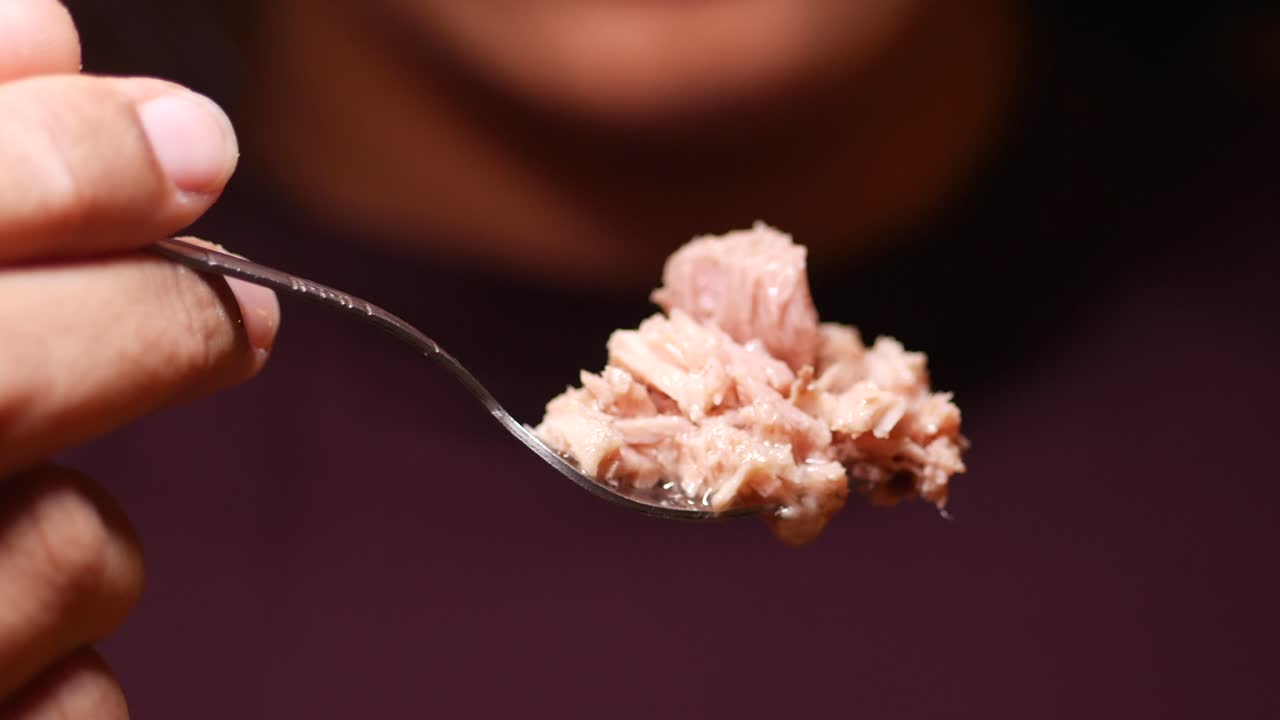 Canned Tuna on a Spoon