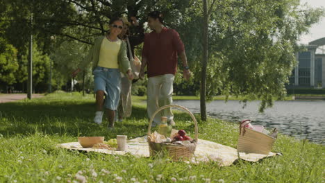family picnic by the lake