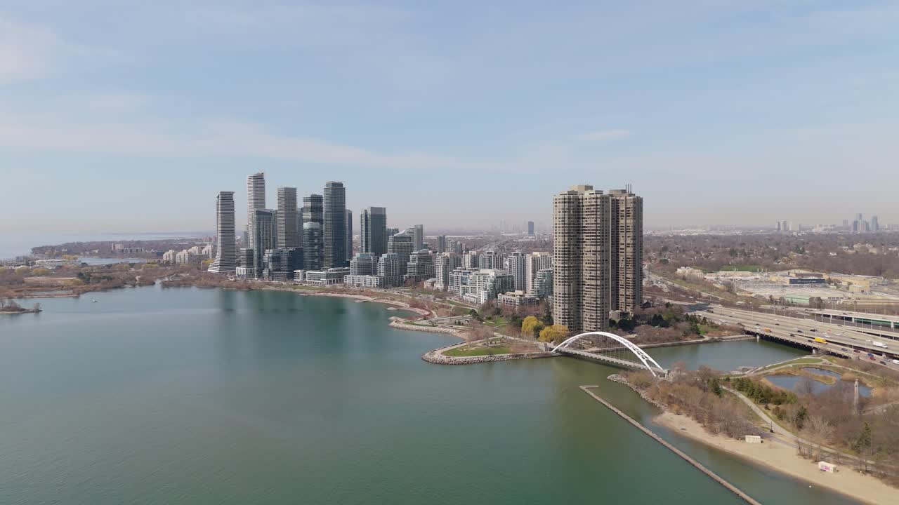 Palace Place Condo Buildings Near Parklawn Neighbourhood In Etobicoke, Toronto, Ontario, Canada. Aerial Drone Shot