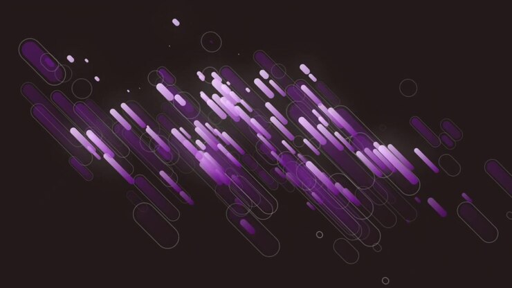 Animation of moving purple trails of light on black background