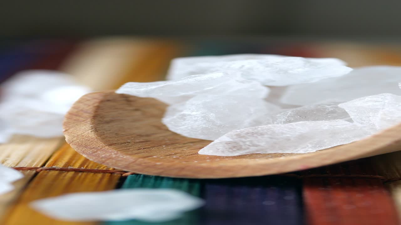 Crystalline Salt in Wooden Spoon