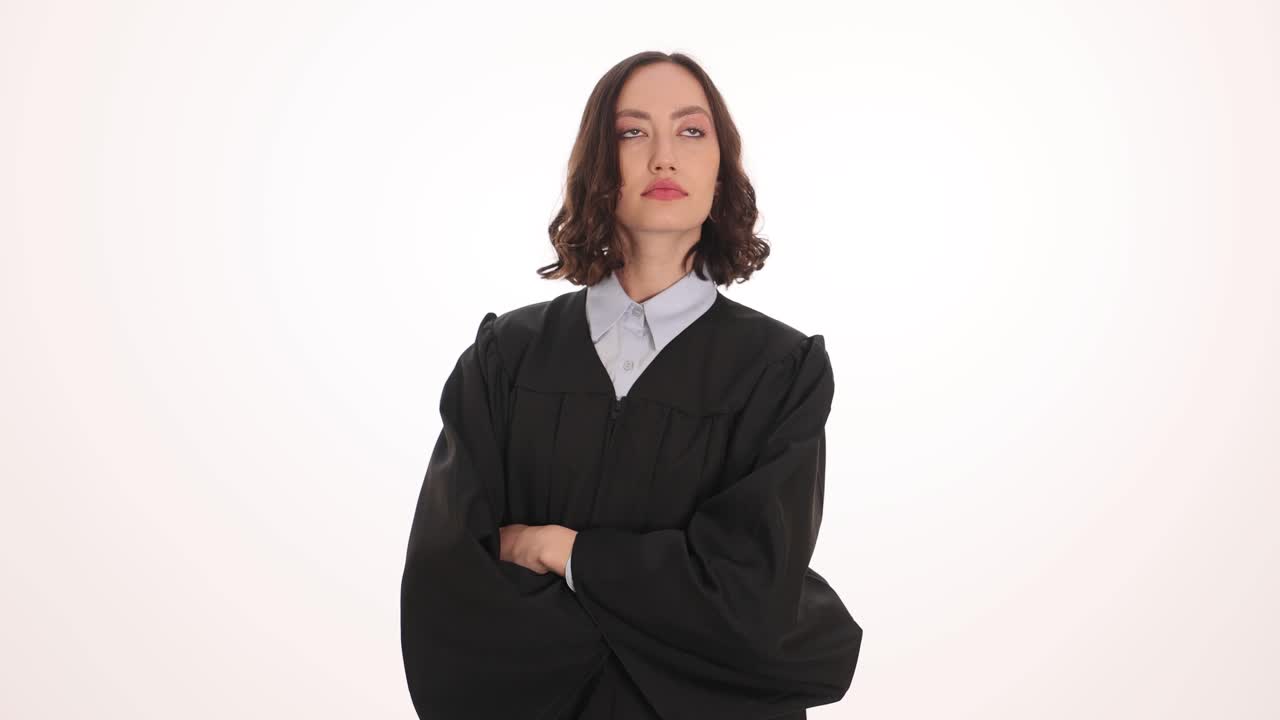 Woman in judge's gown with money