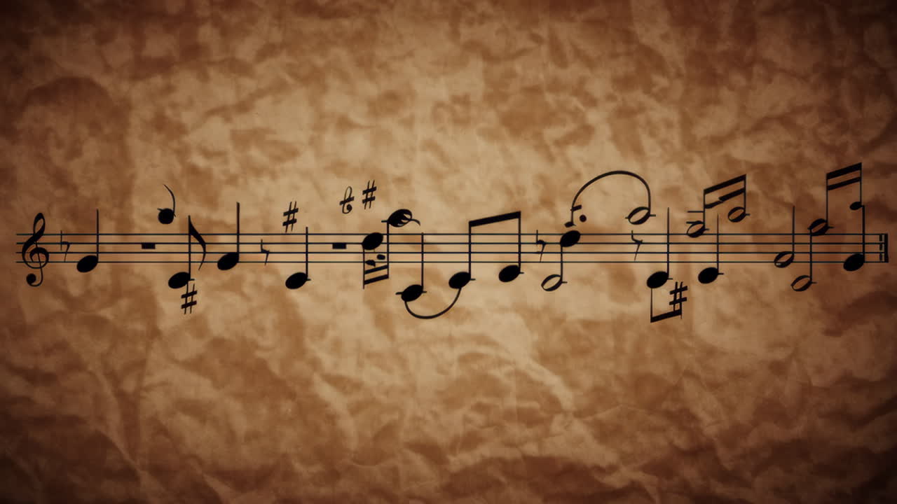 Vintage Music Notes on Crinkled Paper