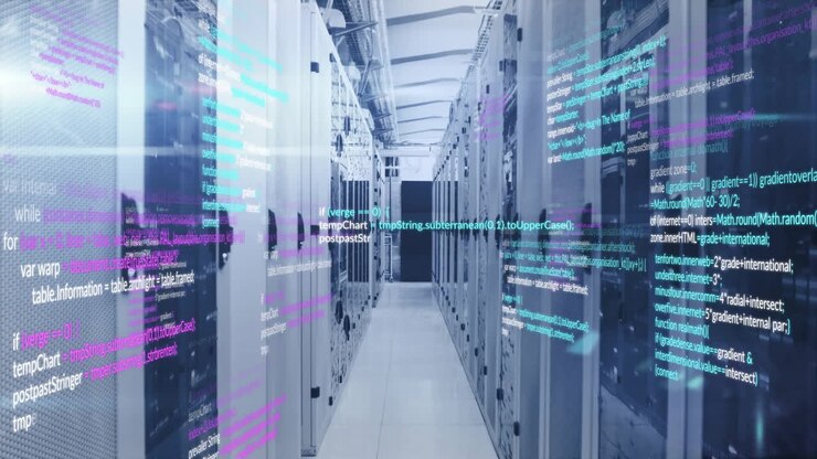 Data processing animation over servers in data center