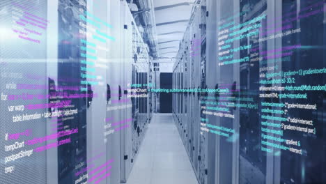 animación de procesamiento de datos a través de servidores en el centro de datos