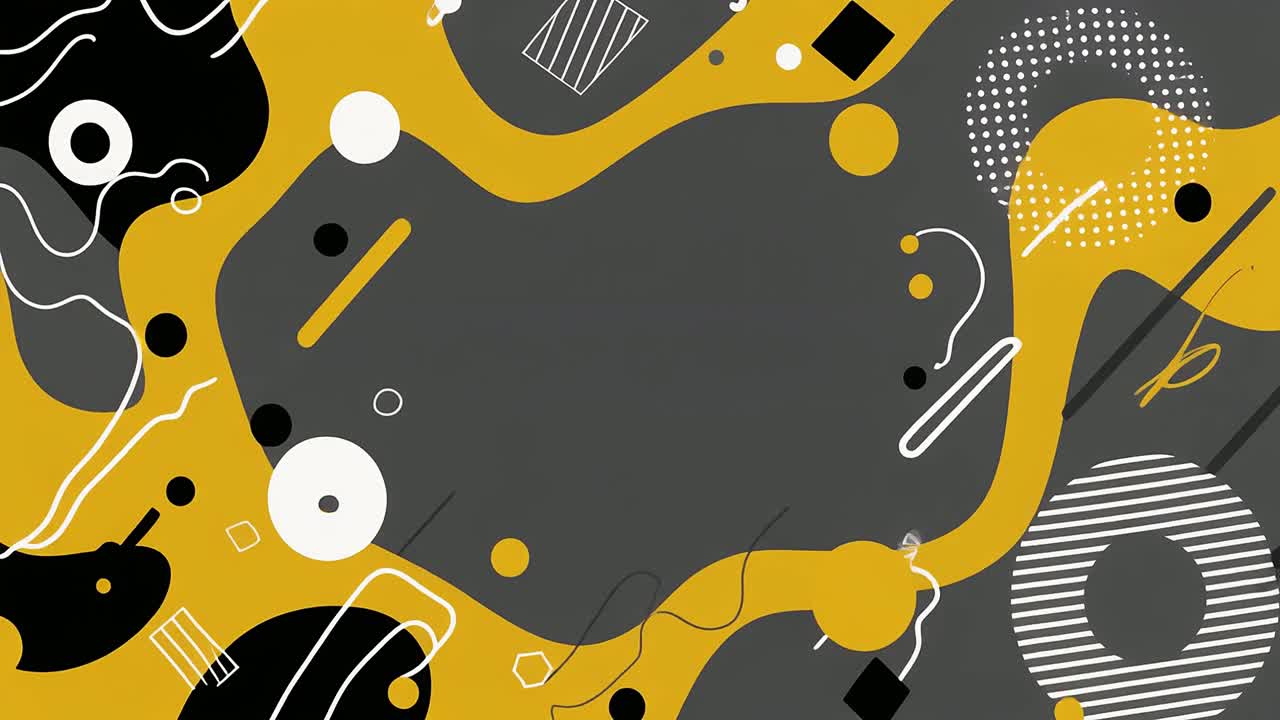 Dynamic Abstract Motion Graphics with Yellow and Black Shapes