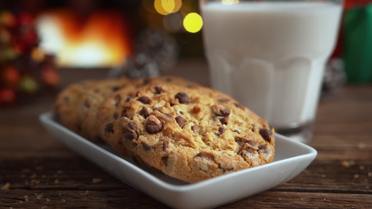 Chocolate Chip Cookies and Milk for a Festive Christmas Treat