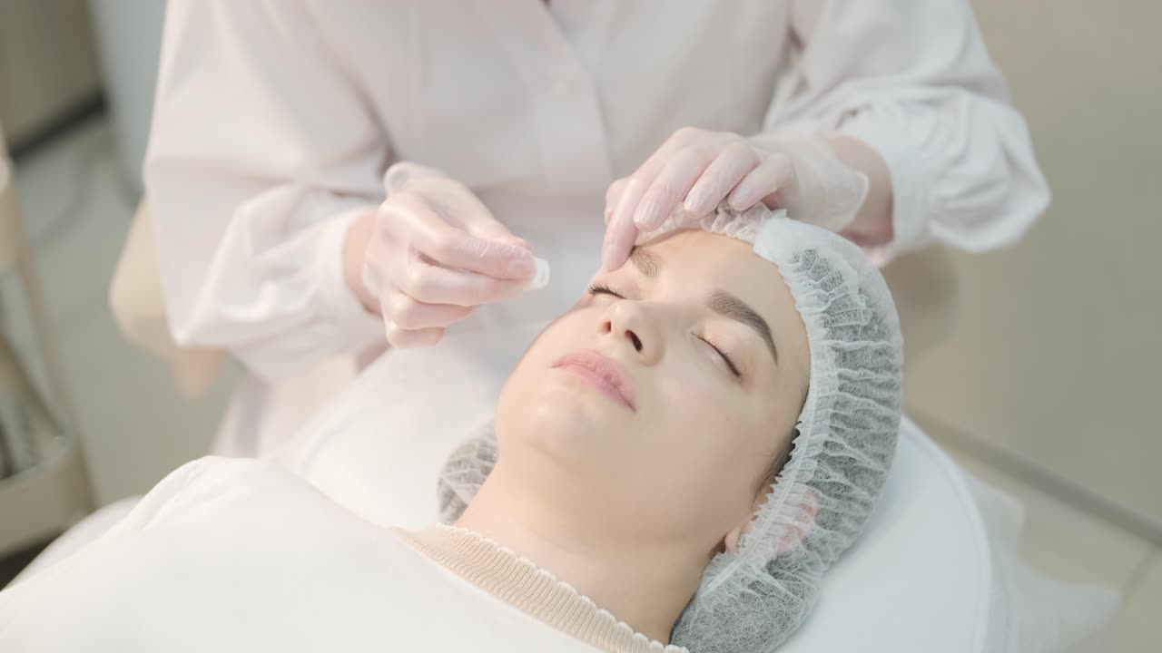cosmetólogo que realiza el procedimiento de inyección facial