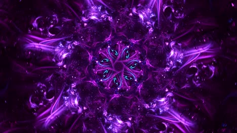fondo fractal de caleidoscopio abstracto - flor de lavanda floral - cósmico de bucle sin fisuras, viaje espiritual del portal y patrones místicos