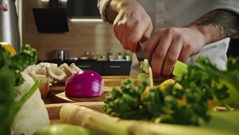 preparing fresh vegetables in the kitchen