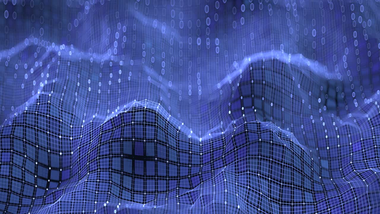 Blue distorted surface with hard lines seamless loop 3D render animation