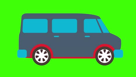 animation of a van icon on a green screen