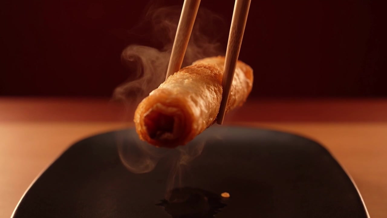 Lumpia Panas Mengepul Diambil dengan Sumpit