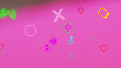 animación del icono de un videojuego sobre un fondo con patrones abstractos.