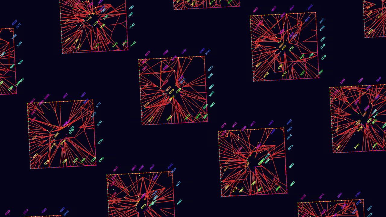 patrón de cuadrados futuristas digitales con puntos de neón y cuadrícula en degradado negro
