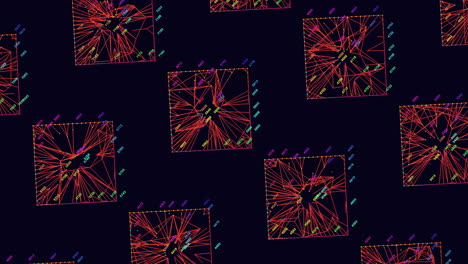 Digital-futuristic-squares-pattern-with-neon-dots-and-grid-on-black-gradient